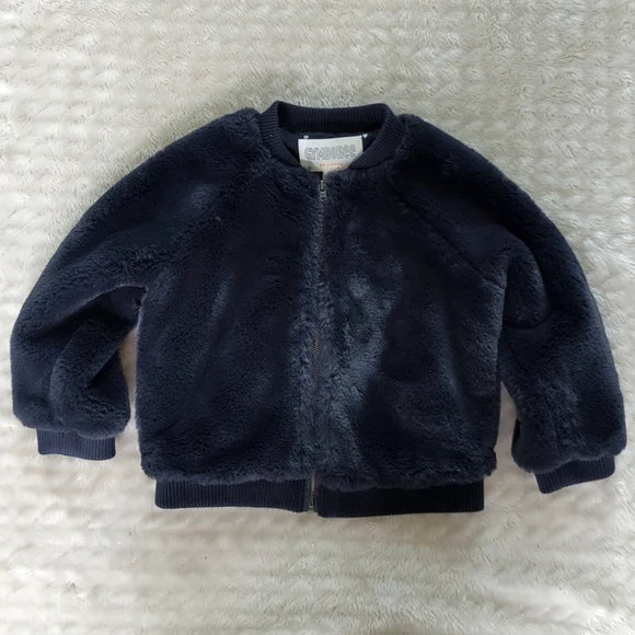 GYMBOREE | Faux Fur Navy Jacket - Picture 1 of 12